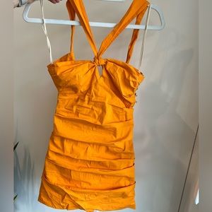 Free People orange bodycon dress XS